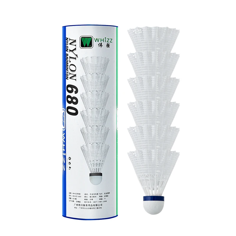 WHiZZ Volanti Da Badminton In Nylon Per Esterni E Interni - 6 Palline Resistenti Con Testa In Sughero, Tubo Pratico - 4