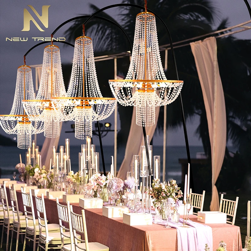 LC0416 Luxury Event Centerpieces Road Guid Chandelier Stand for Wedding Decoration floor lamp  