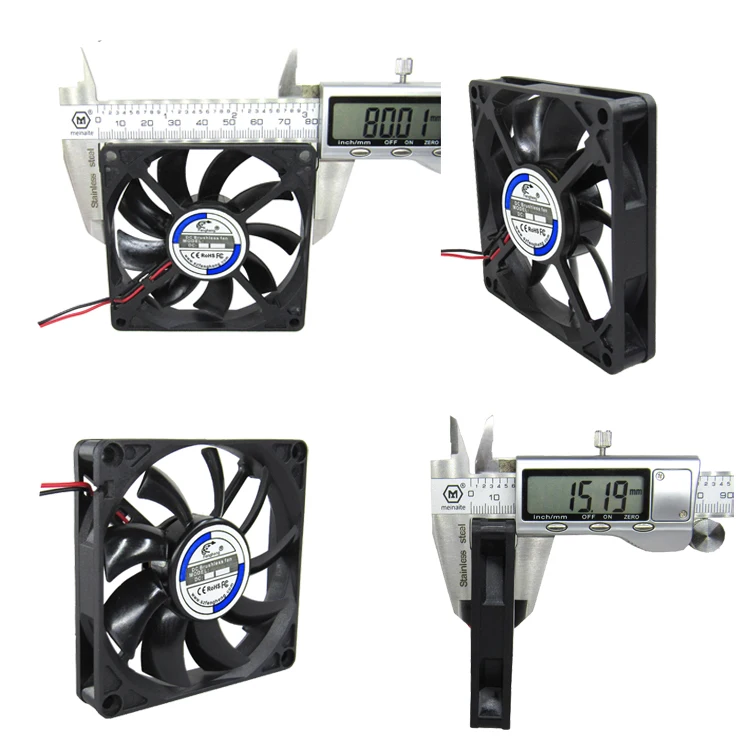 Small size 80x80x15mm air flow cooling fan dc 5v 12v 24v  3000RPM