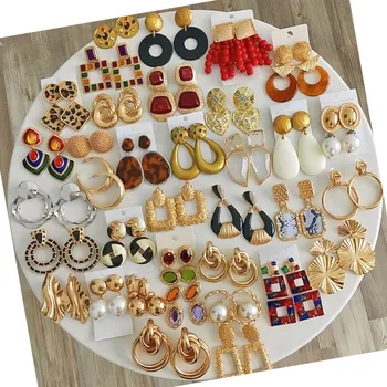 Bulk Jewelry European Style Earrings in KG Wholesale by Weight 80-100pcs ZA Fashion Jewelry Earrings Gold Plated Earrings