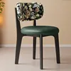 Black+floral cloth backrest+dark green leather cushion