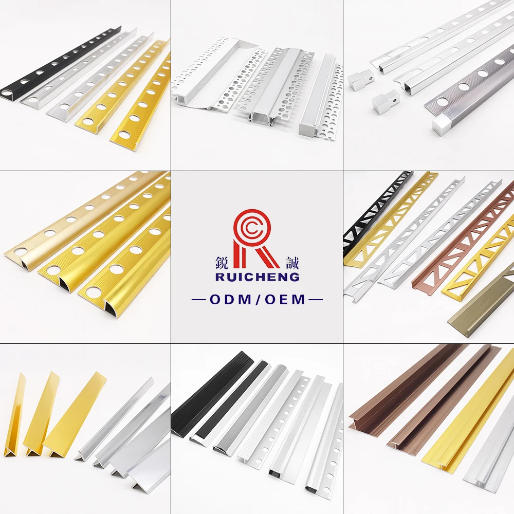 Square Straight Edge Tile Edge Trim 8mm Anodized Silver Aluminum for Outside Corner