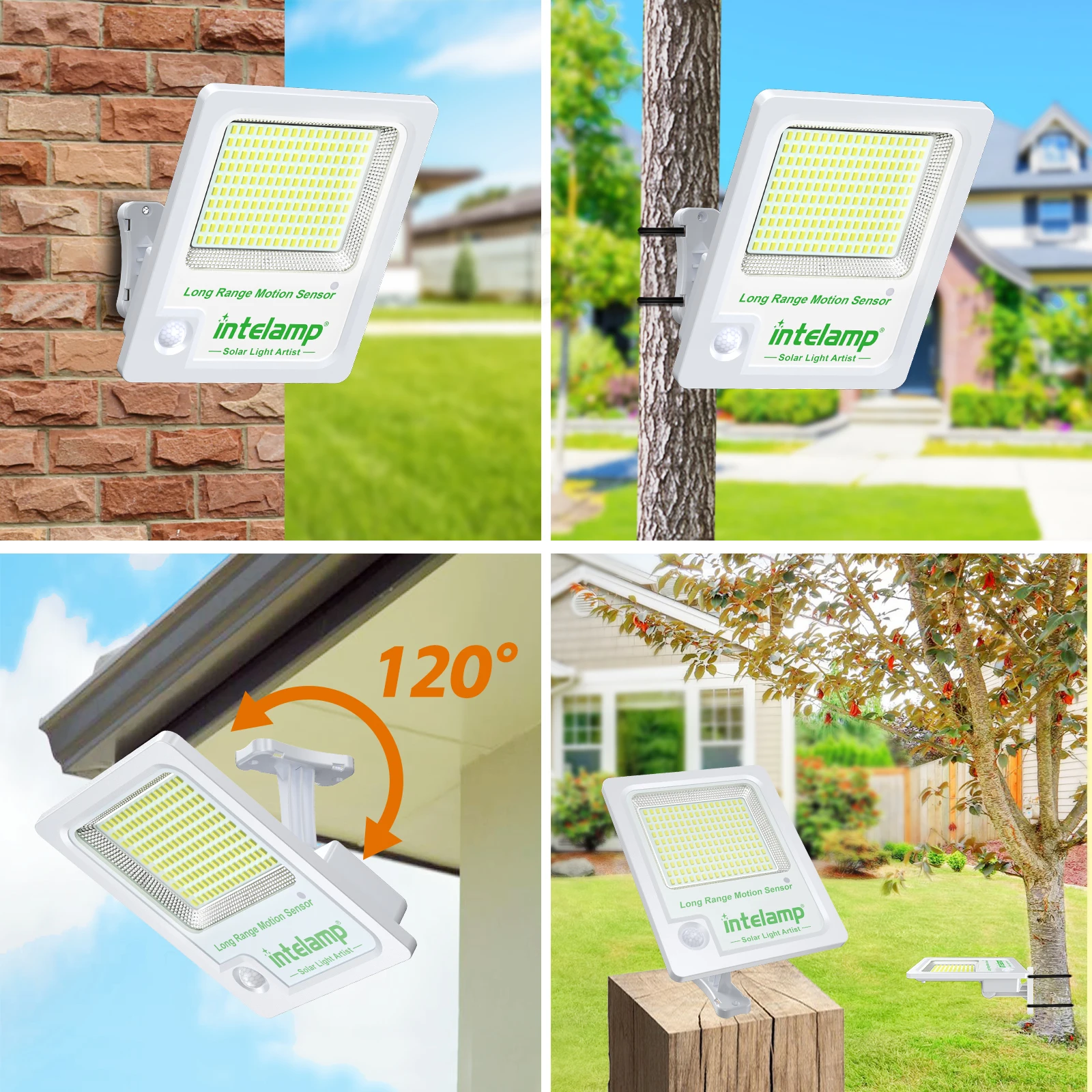 Intelamp Mutual Control Sensor Solar Flood Lights Waterproof LED Outdoor Wall Light Motion
