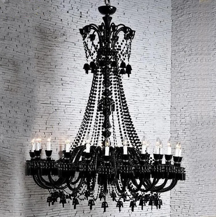 Meerosee Black Lightd Classic Crystal Big Chandelier Black Modern Luxury Lighting MD87083