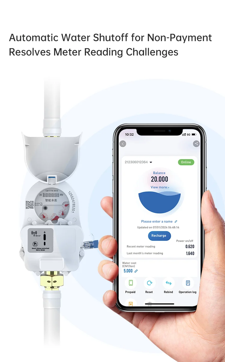 Smart NB-IoT Wireless Remote Valve Prepaid Water Meter DN20 20mm IoT ...