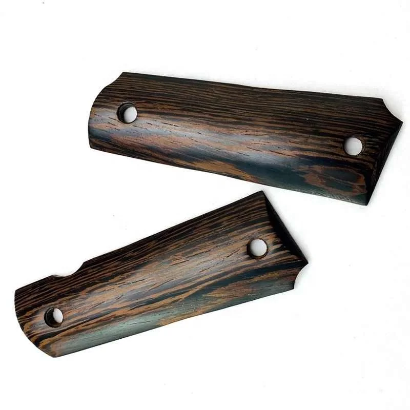 2pcs Natural Wenge Wooden Textured Patches Handle Scales for 1911 Grips Models 