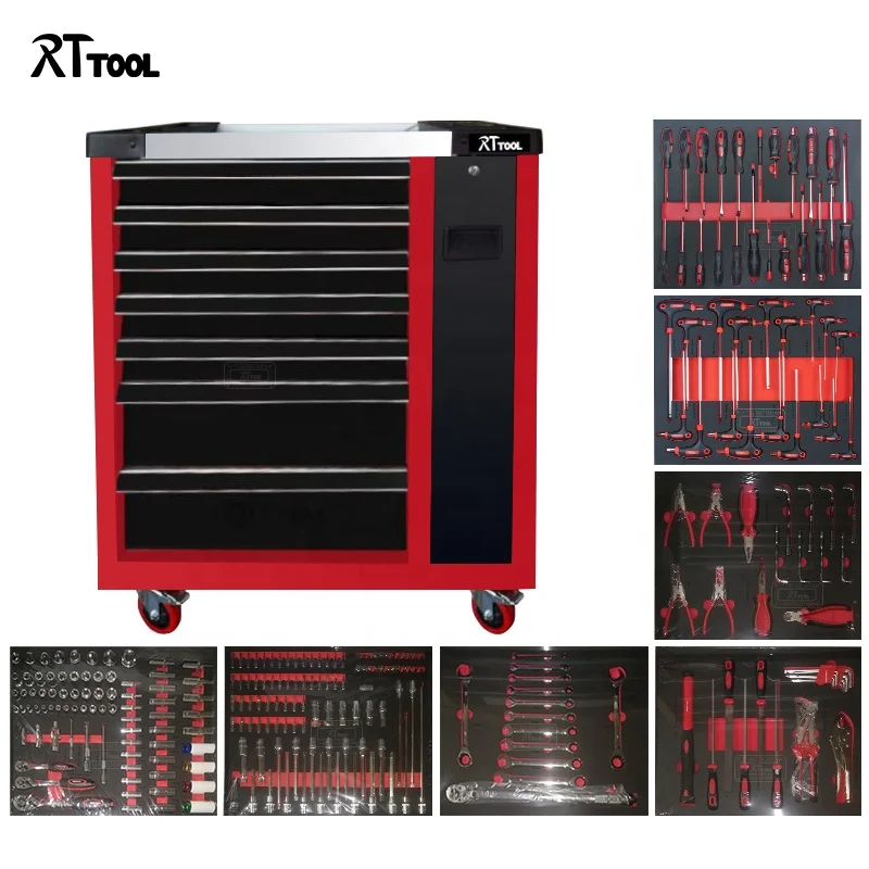 RT TOOLS 266 pcs Stock Tool Box Roller Cabinet Chest Steel Lockable Tool Cabinet
