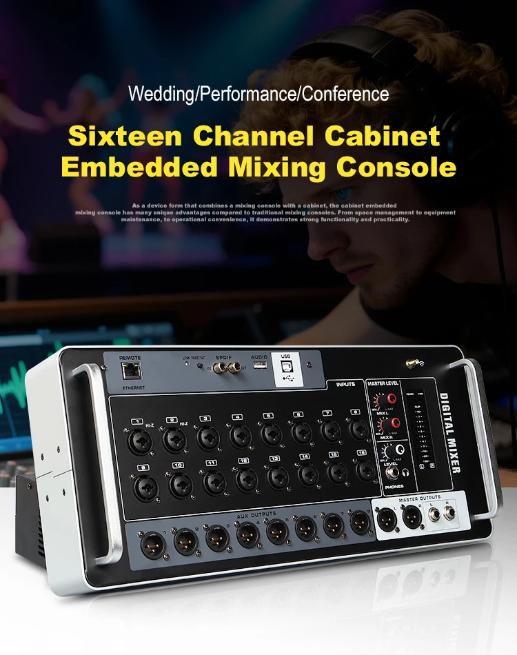 Professional 16CH Digital Audio Mixer GOX-ASF16 with Bluetooth/USB