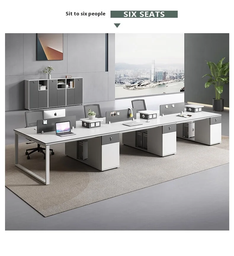 Customizable Modular Modern Wooden 4-Person Office Desk Workstation