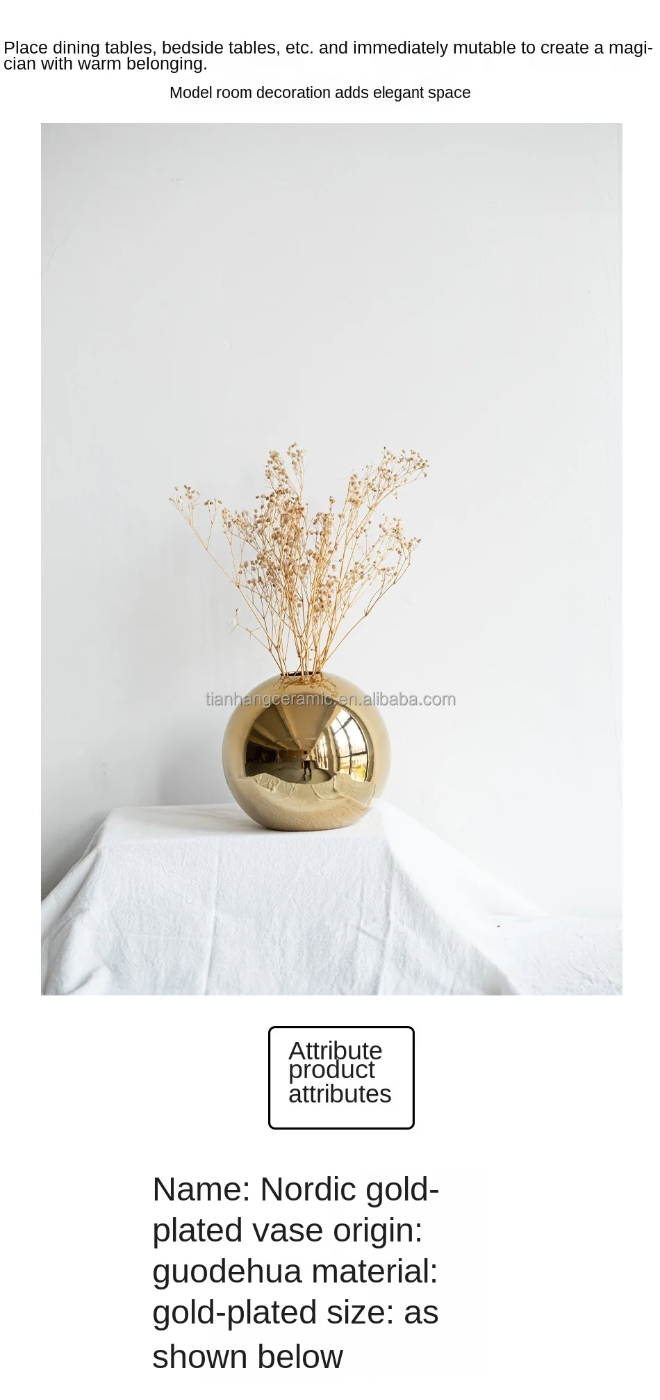 Hot sell nordic Unique ball shape table centerpieces home decor flower vases custom Golden ceramic vase for wedding decoration .jpg