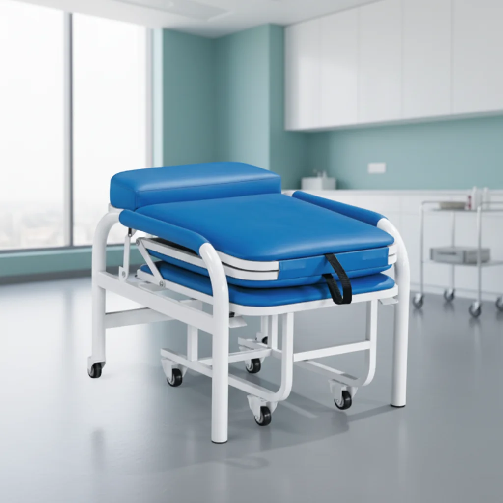 Durable Steel Frame Hospital Caregiver Chair-Eco-Friendly Modern Design Portable Space-Saving for Hospital School Commercial Use 2