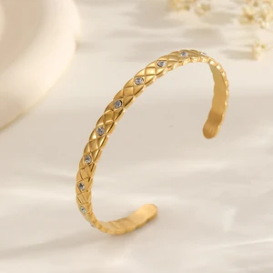 18K Gold Plated Stainless Steel Wholesale Bracelets Minimalist Adjustable Bracelet Bangle Jewelry