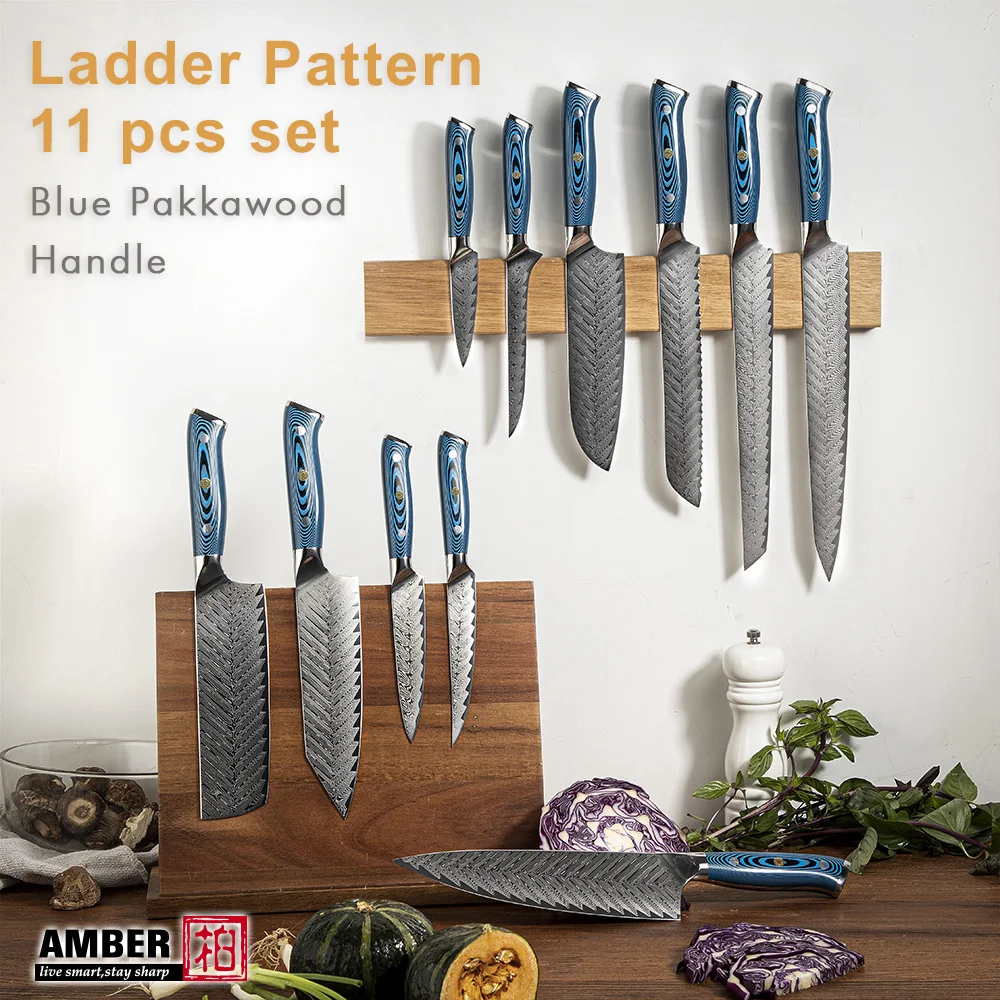 キッチンナイフセット木製ハンドル73層AUS10はしごパターン