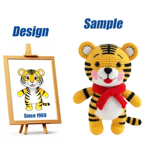 Shengye Crocheted Toy Factory Sale OEM Company Logo Happy Tiger Amigurumi Crocheted Plush Toy Animal Custom Plush Animals Tiger