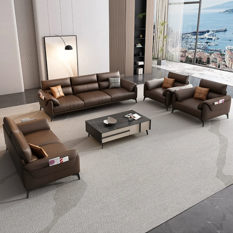 1+2+3 Set Modern Three Seat Leather Sofa for Home Office Hospital Commercial Use-OEM Applicable