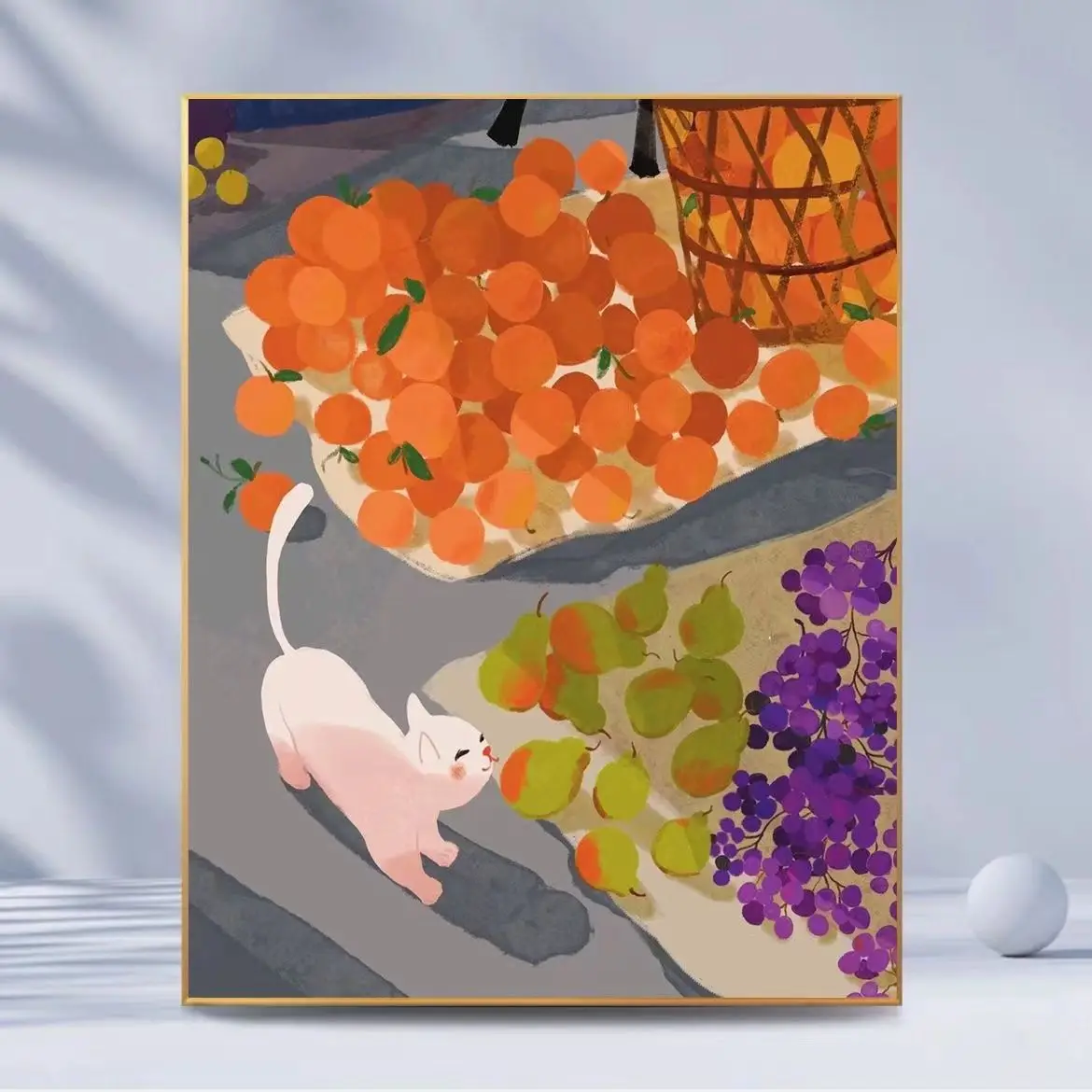 Whimsical Farmhouse Wall Art Canvas Print Orange Orchard Vibrant Green Orange Neutral Tones Living Room Bedroom Home Decor