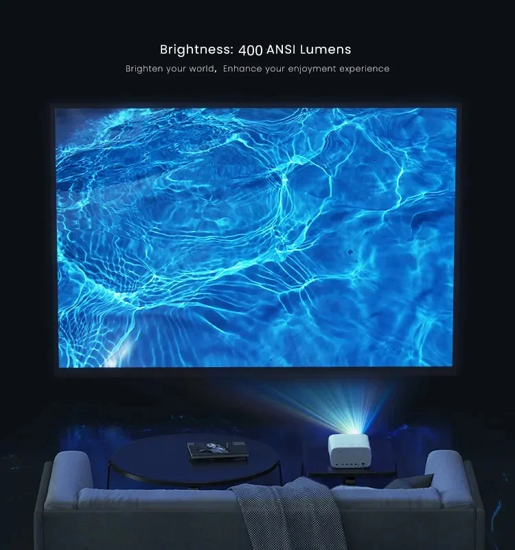 Auto Focus 400ANSI Lumens 4K Native 1080P Resolution Smart 2.4&5G Dual Wifi Home Use Mini Portable Wholesales Price Projector