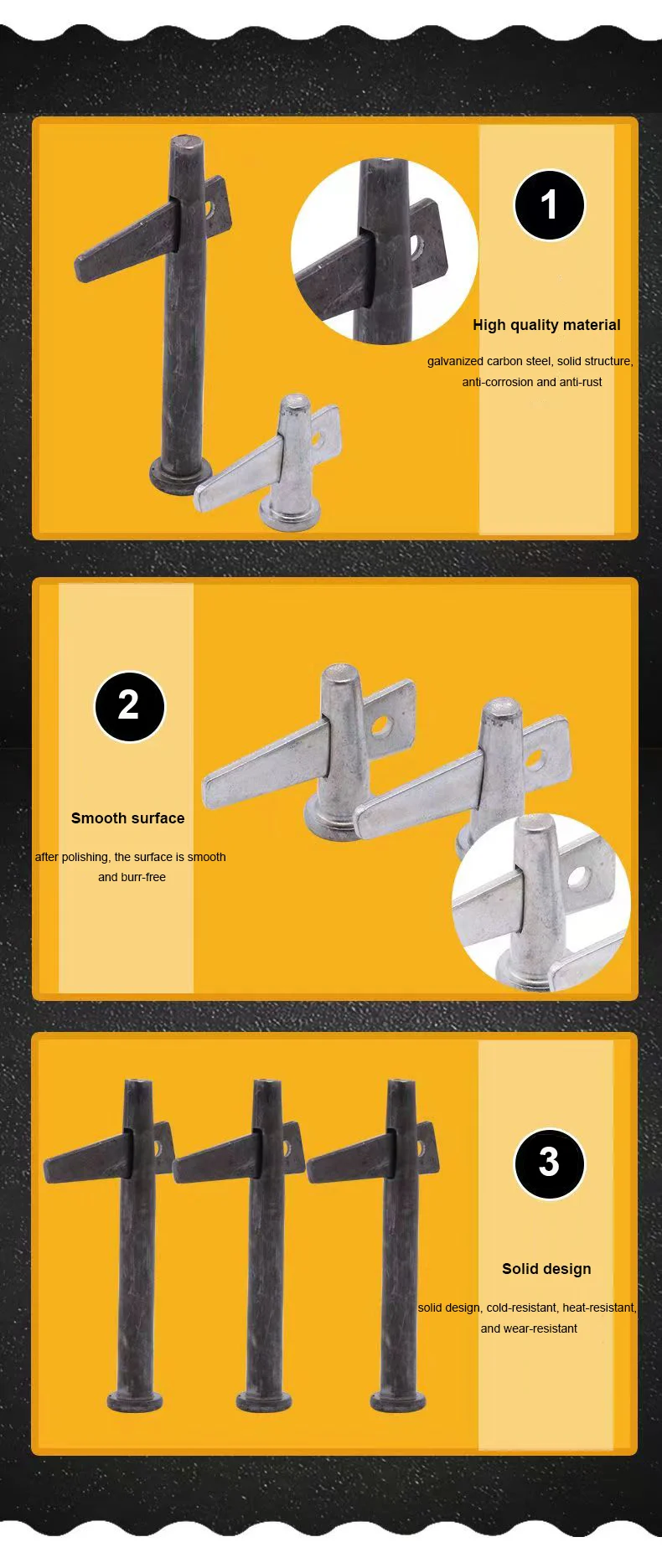 Heavy Duty Mivan Stub Pin Carbon Steel Wedge Pin Formwork Accessories Zinc Plated Stub Pin