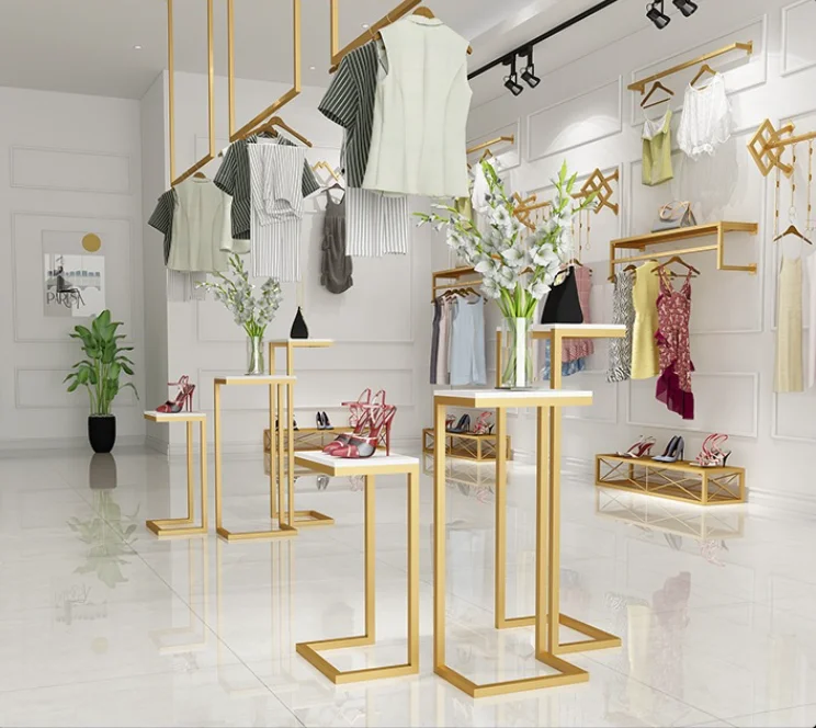 High End Custom Cloth Display Stands Women Clothes Display Racks Metal