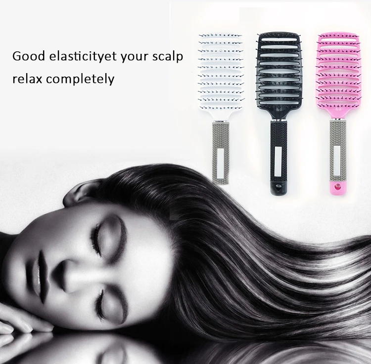 7 Color Women Hair Scalp Massage Comb Bristle Nylon Hairbrush Wet Curly Detangle Hair Brush for Salon Hairdressing Styling Tools