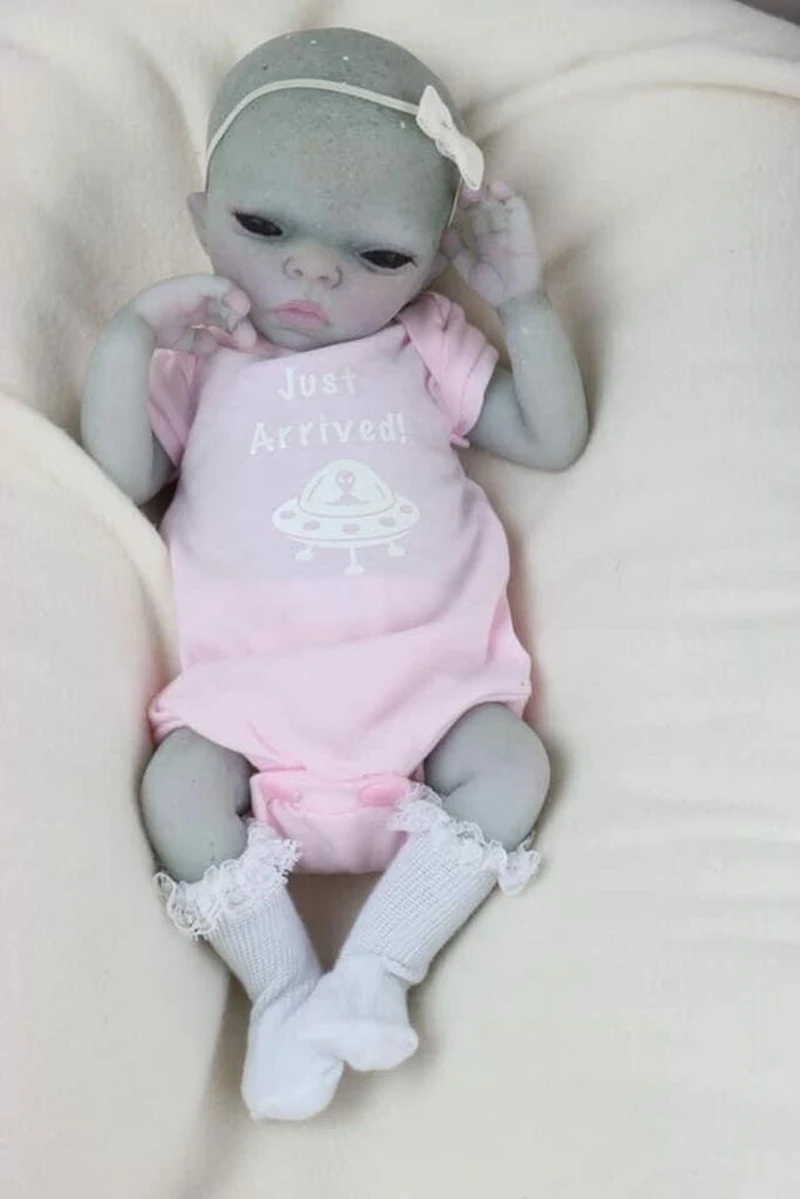 NPK 14inch Reborn Baby Alien Finished Doll Imani Premie Size High Quality 3D paint Collectible Art Doll Alibaba