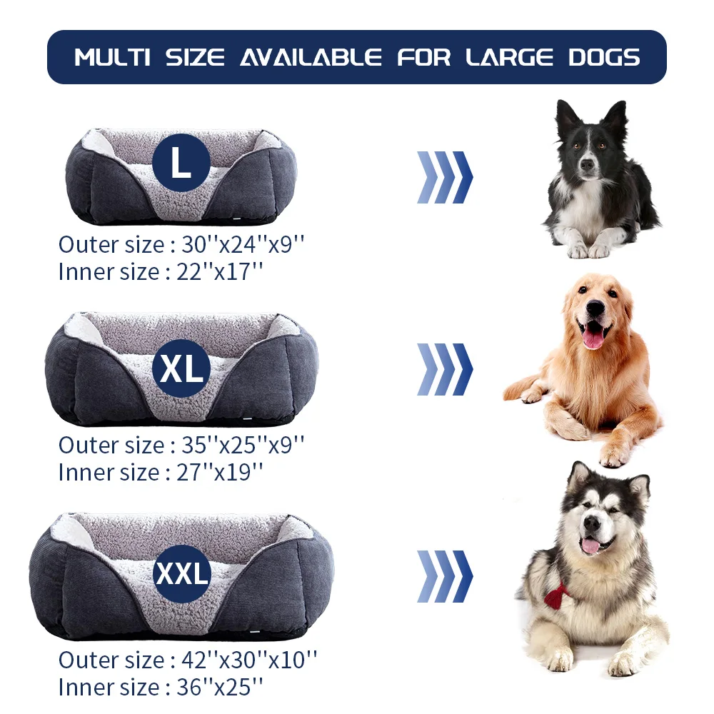 Wholesale customized fluffy calming washable luxury xl xxl heavy duty extra large pet dog bed for large dogs manufacture