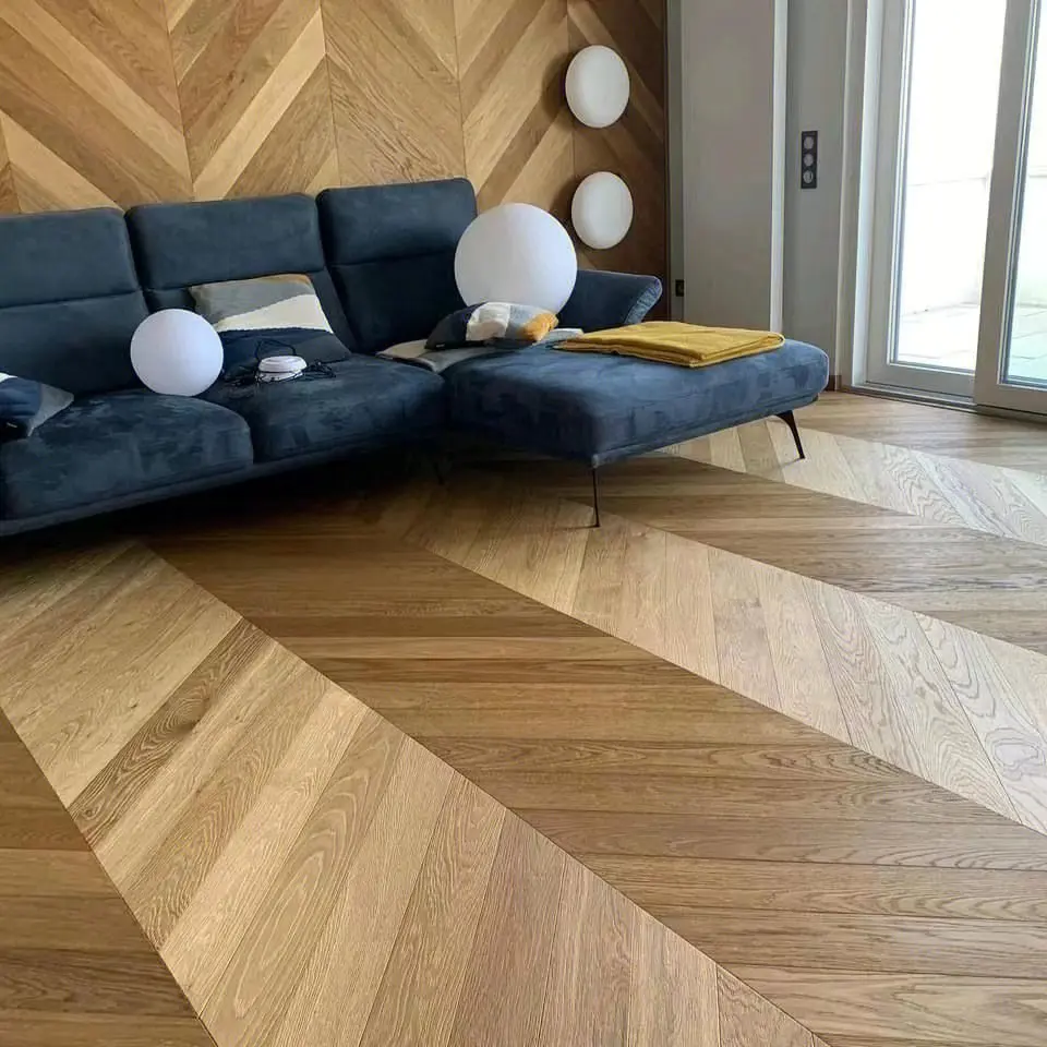 Chevron Parquet Natural Grey Color Chevron Design Herringbone  Fishbone Parquet Wood Flooring