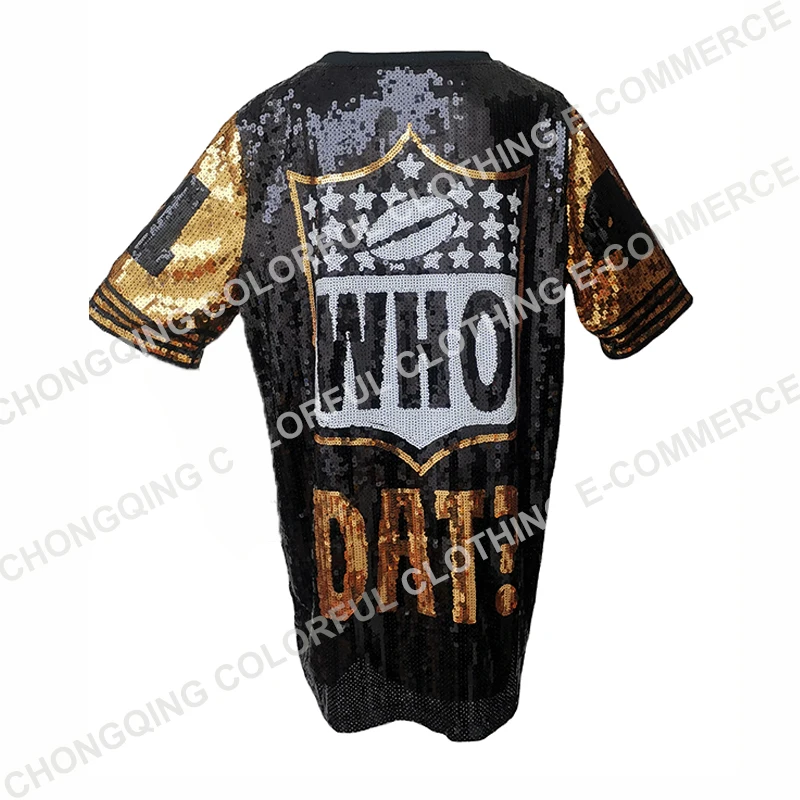 Wholesale YIZHIQIU custom made 2XL New Orleans Black and Gold Saint sequin  football jersey From m.