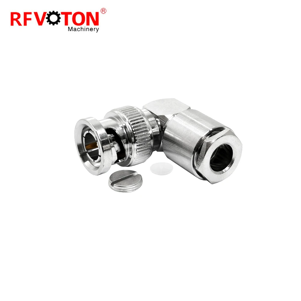 RF Coaxial 75ohm High Quality BNC Male Connector Right Angle for RG59 Cable