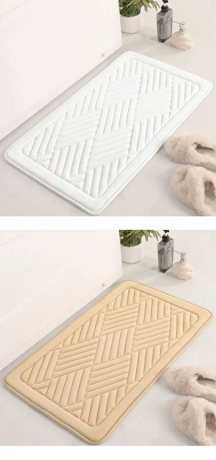 Luxury Embossed Non-Slip Welcome Doormat Super Water Absorption Door Mats Home Hotel Entrance Modern Washable Style Bathroom Mat manufacture