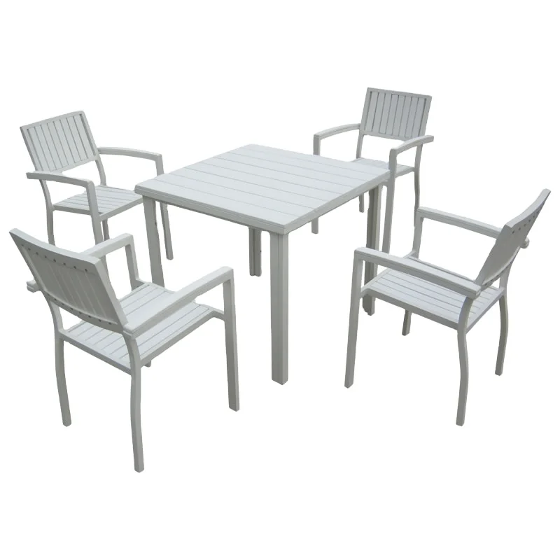 Luxury 6 Seater Dining Table Set Plastic Wood Outdoor Furniture Dinning