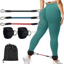Custom Booty Ankle Resistance Bands with Cuffs Glutes Exercise Workout Training Ankle Strap Leg Hip Resistance Tube Band Set Kit