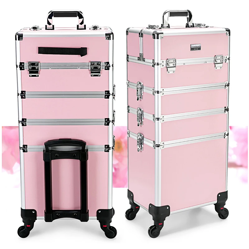Многослойный ящик для инструментов, разделяемый маникюрный пигмент для маникюра, Женский художественный кейс, Профессиональный кейс на колесиках для макияжа