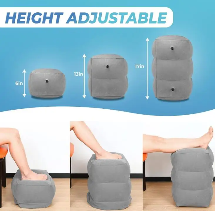 Cuscino Poggiapiedi Gonfiabile Da Viaggio - Regolabile In Altezza, Per Aereo, Ufficio E Casa - Foto 10