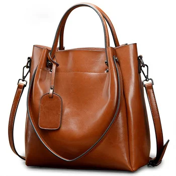 Large capacity INS oil wax leather women tote bag ladies handbag good quality hand bags factory price