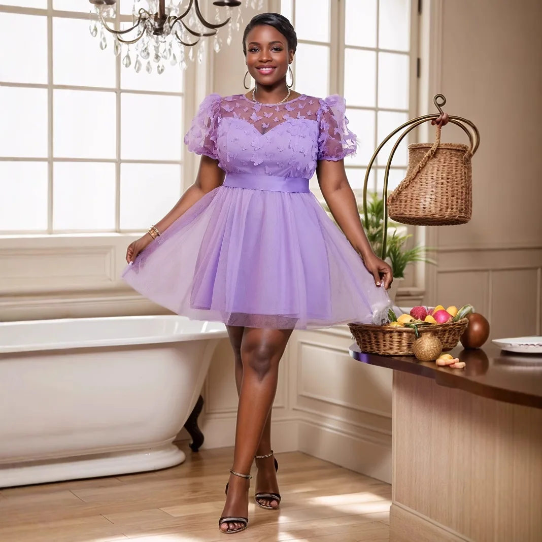 China Factory Plus Size High Quality Short Dress Puff Sleeve Graduation Dresses for Ladies Sexy Mesh Dress Women China Factory Plus Size High Quality Short Dress Puff Sleeve Graduation Dresses for Ladies Sexy Mesh Dress Women