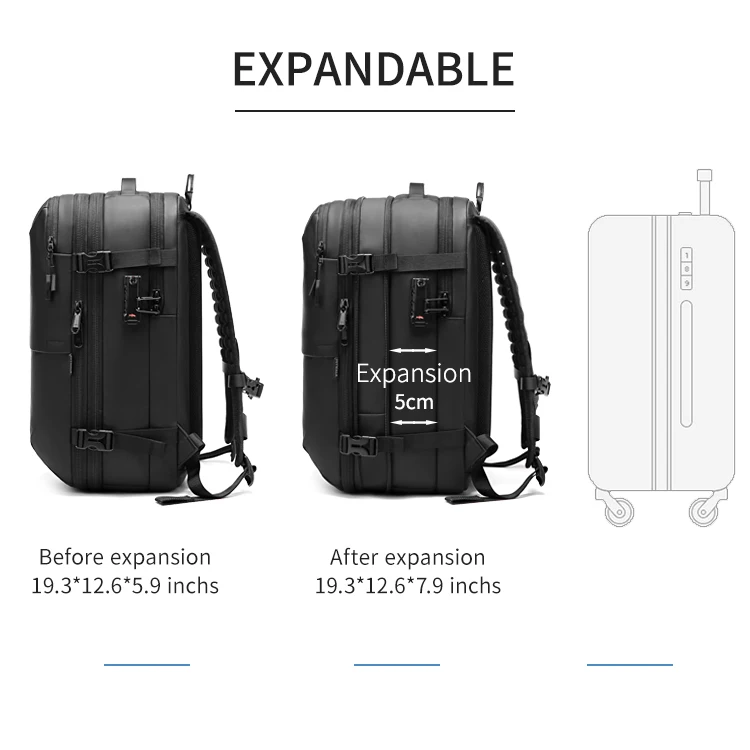 Quality Low Moq Vaccum Compression  Backpack Oem  Tsa Lock Waterproof  Travel Other Large Volume Backpack