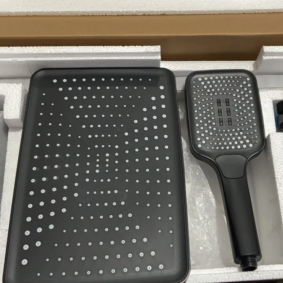 New Exposed 4 Functions Gunmetal Gun Grey Keypad Piano Push Button Press Key Flat Digital Display Bath Shower Set Faucet System