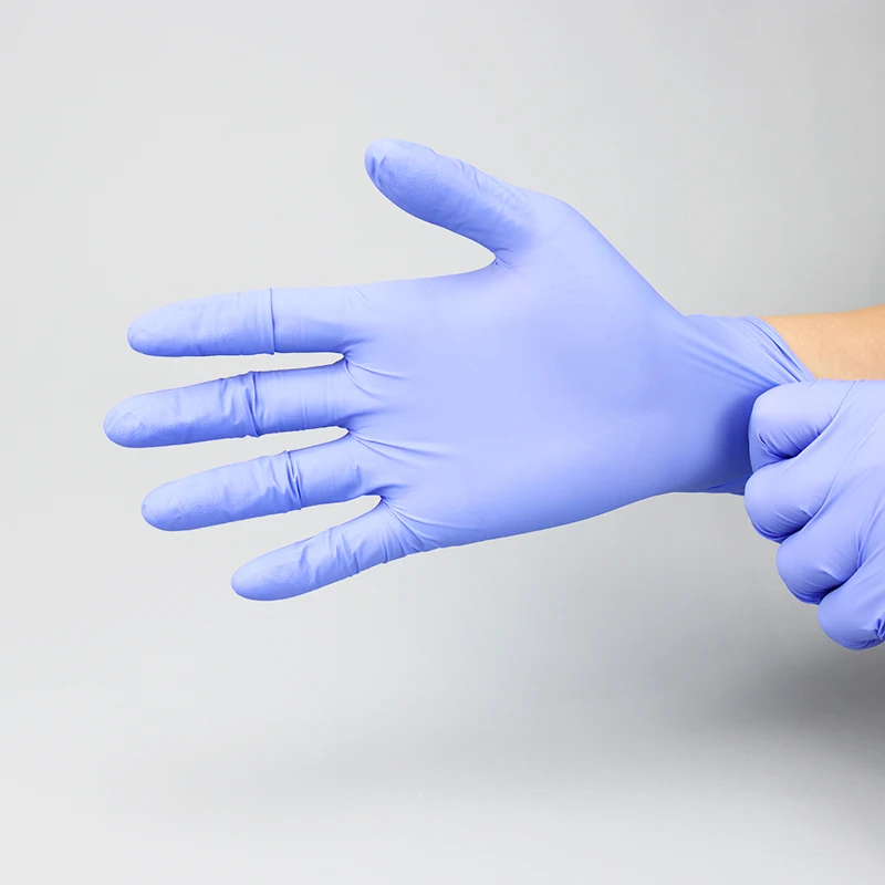 Chinese certificated blue white synthetic nitriel latex disposable hand use protection for house cleaning electric industry