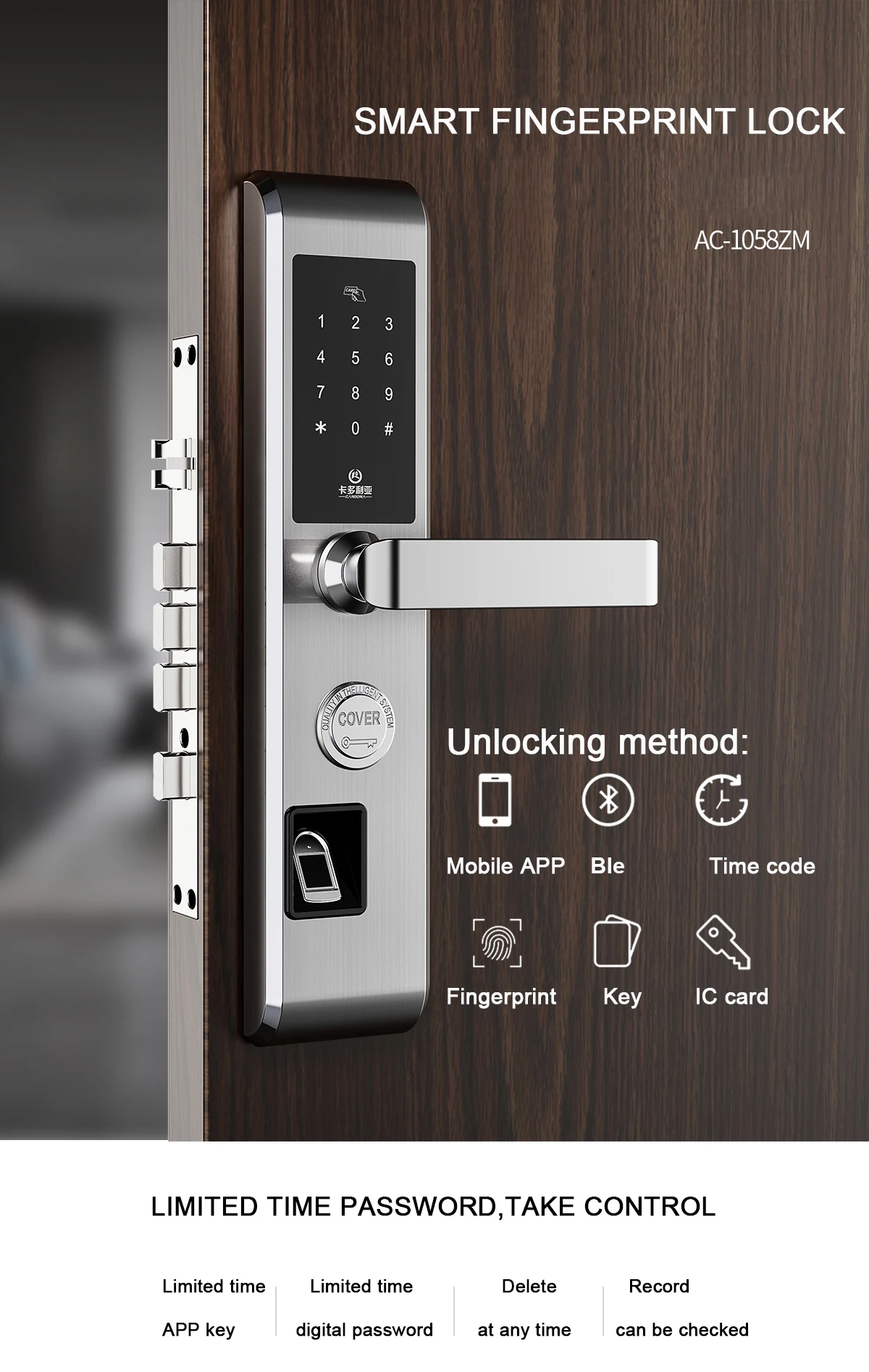 Advanced Fingerprint Password Key Door Lock Anti-theft Electronic Smart Lock Advanced Fingerprint Password Key Door Lock Anti-theft Electronic Smart Lock