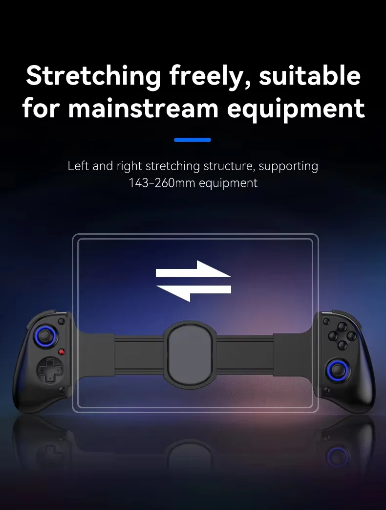 Mobile Gaming D11 Stretch Game Controller Gamepad Hall Trigger for Switch PC Android IOS BT Gaming Controller for Mobile Phone