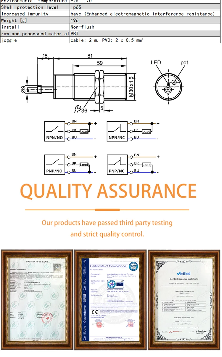 BXUAN New PNP Capacitive Feed Sensor with Three Wire Output and 20mm Sensing Distance for Pig Automatic Feeding in Farms supplier