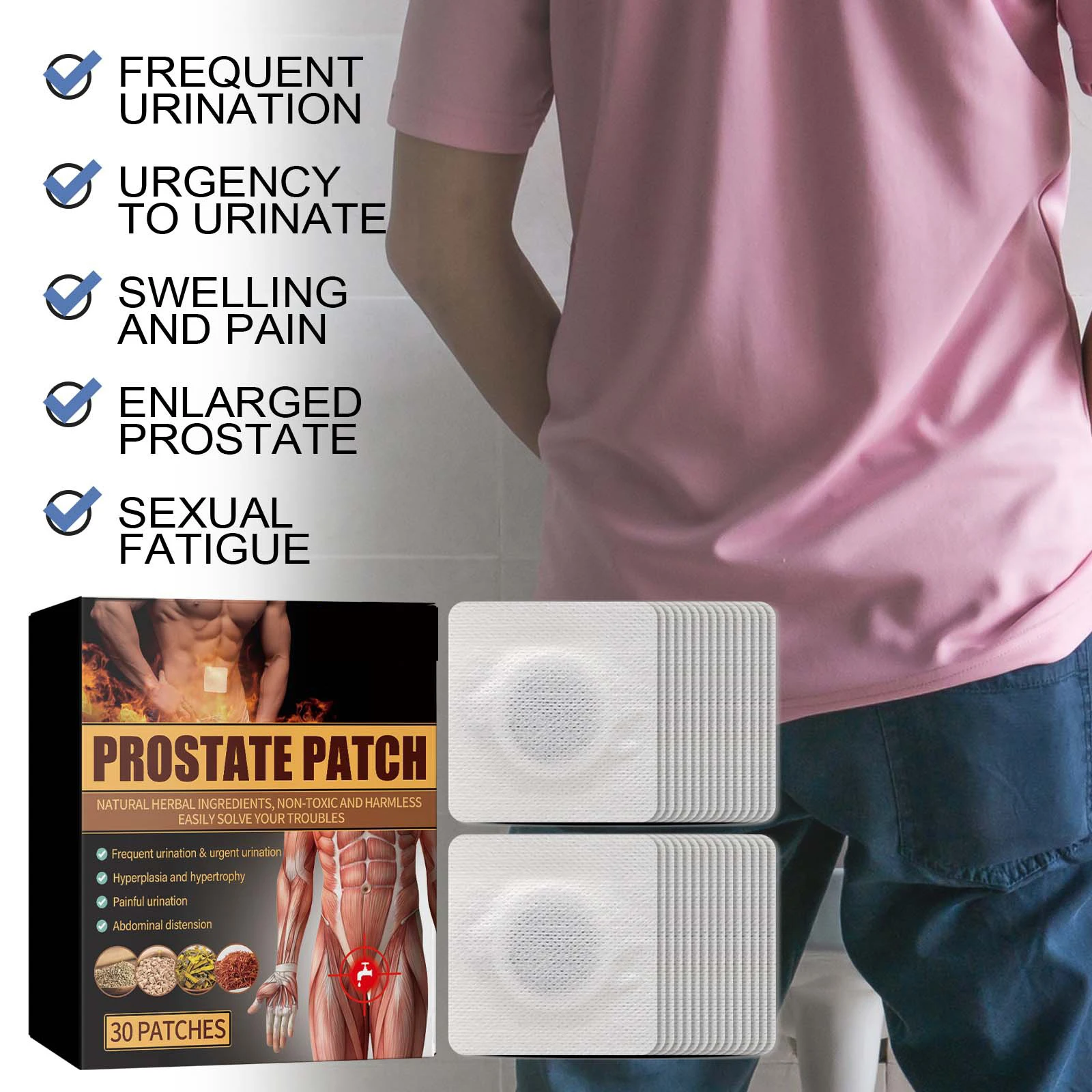 Prostate Heating Patch Far Infrared Magnetic Therapy Male Prostatic Patch Reduce Frequent