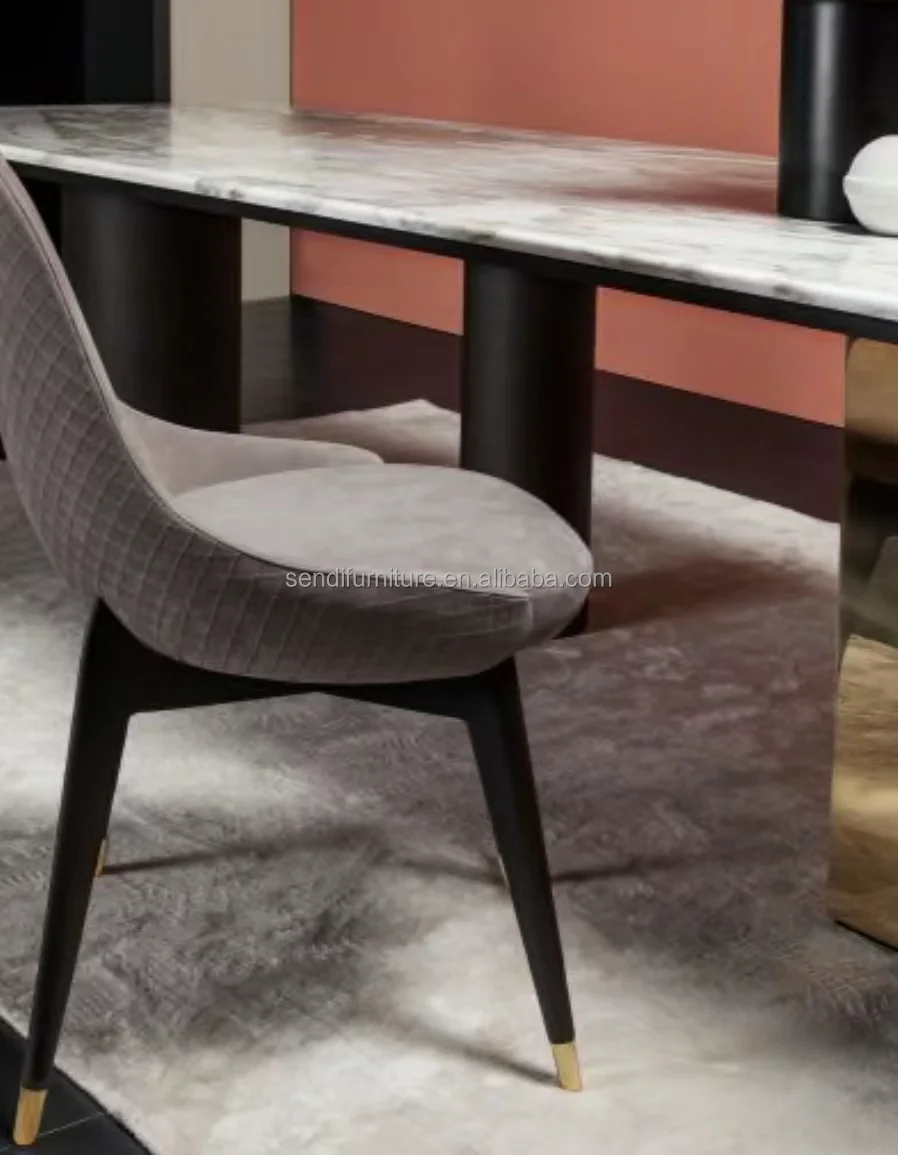 Table Leg Inset Brushed Brass Leg With Inset Marble,High Gloss Wood Veneer Top Dining ...