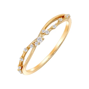 Wholesale Elegant 925 Silver Gold-Plated Zircon Ring, Delicate Thread Design for Women's Jewelry