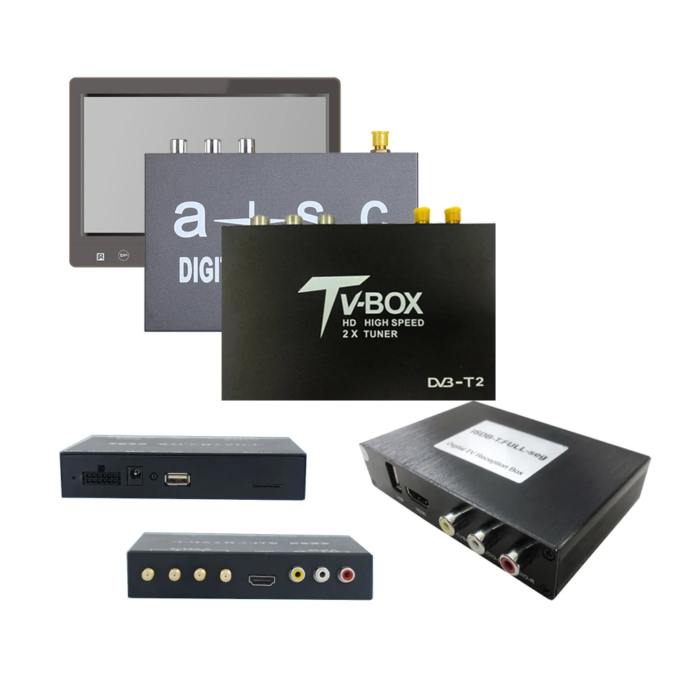 Car Dvb T2 Digital Tv Receiver MULTI PLP Digital TV Receiver Automobile DTV Box With 4 Tuner Antenna