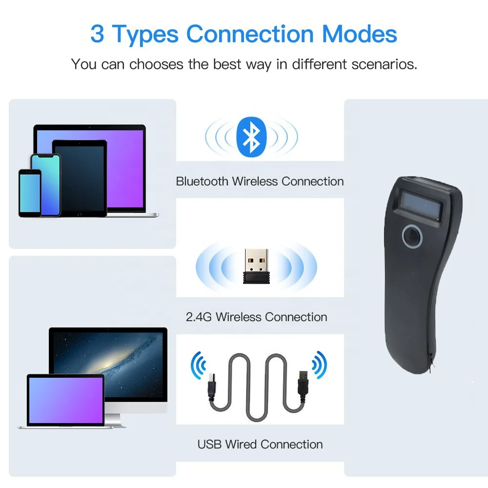Good Shell Durable Mini Portable 2D Barcode Scanner Wireless With  Screen