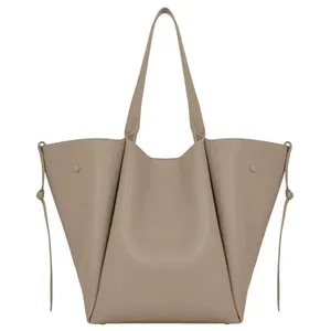 2026 New Trendy Temperament Tote Shoulder Leather Casual Portable Handbags Women Bucket Bags Genuine Leather Tote Bag