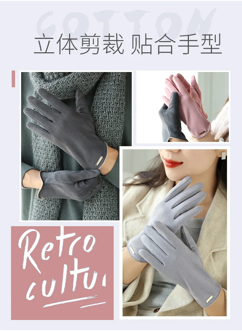 TOPKO High Quality Wind-proof Ladies Winter Warm Gloves Outdoor Driving Velvet Women Full Finger Female Thicken Gloves