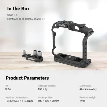 SMALLRIG R5 R5 C R6 Half Cage Camera Half Cage with Cable Clamp for Canon R5 R5 C R6-3656 product image